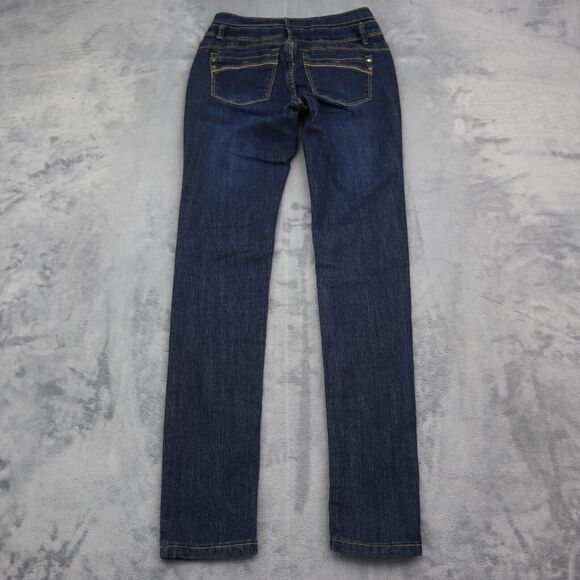 C est Toi Pants Womens 0 Blue Skinny Low Rise Stretch Zip Dark Wash Denim Jeans - Picture 8 of 16